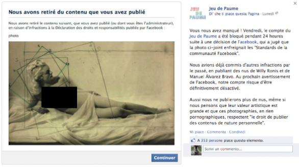 Facebook censura il museo Jeu de Paume