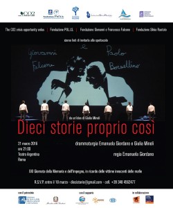 “Dieci storie proprio così”. 21 marzo Teatro Argentina di Roma