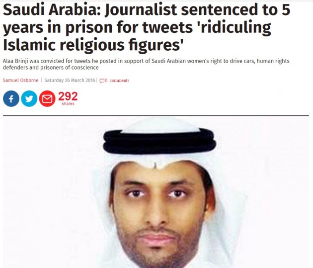 Arabia Saudita, condannato a cinque anni di carcere per dei tweet