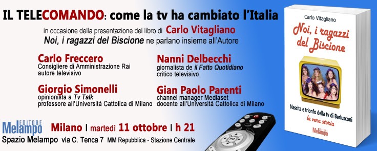 Il tele-comando: tra tv e potere. A Milano l’11 ottobre allo spazio Melampo