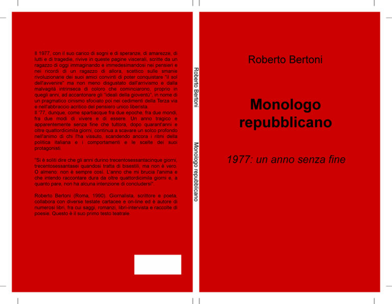 “Monologo repubblicano” – di Roberto Bertoni
