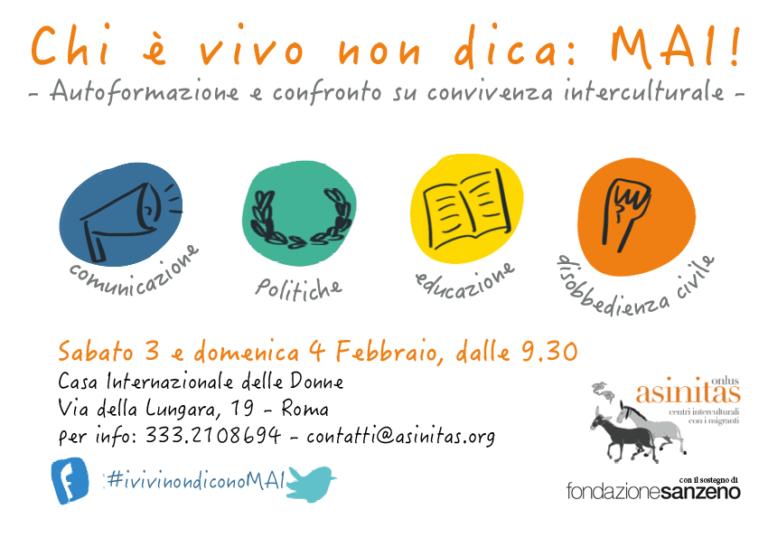 #IViviNonDiconoMAI! A Roma il 3 e 4 febbraio per una due giorni su convivenza interculturale