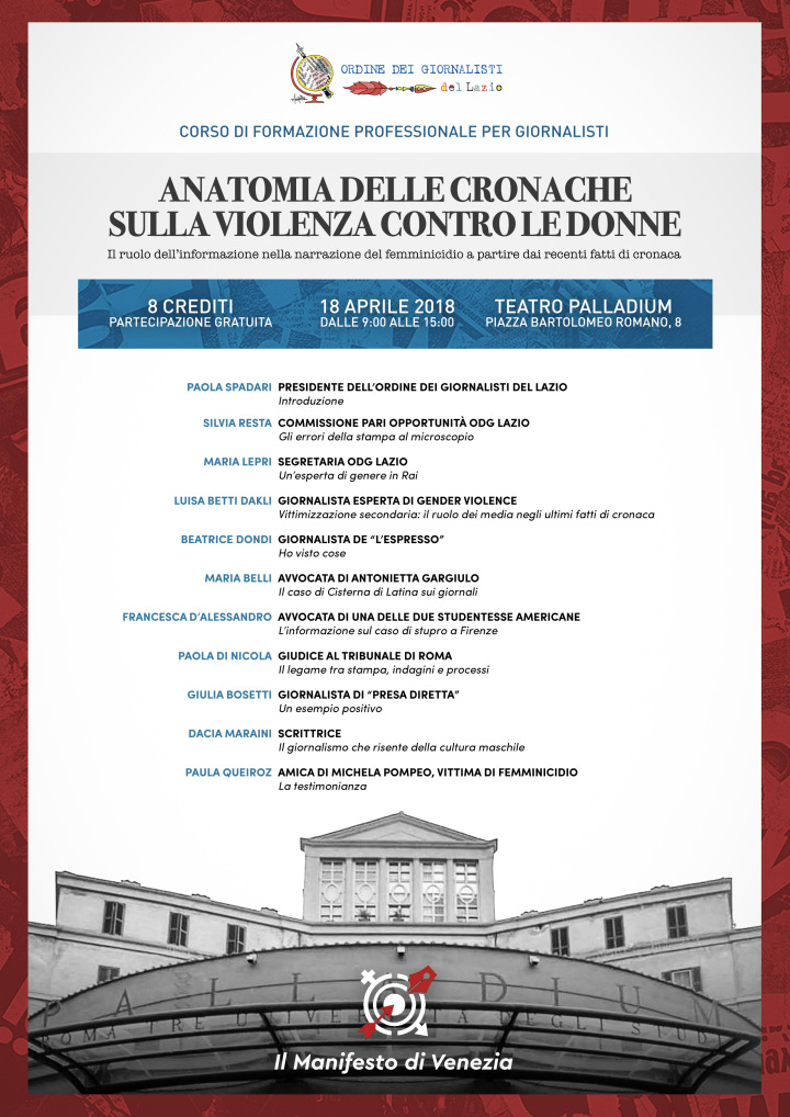 Decostruzione del racconto sul femminicidio. Roma, 18 aprile Teatro Palladium