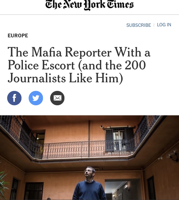 La storia di Paolo Borrometi e degli altri giornalisti sotto scorta sul New York Times
