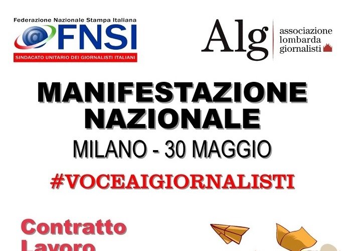 ‘#VoceAiGiornalisti: basta tagli a occupazione e redditi’, il 30 maggio manifestazione nazionale a Milano