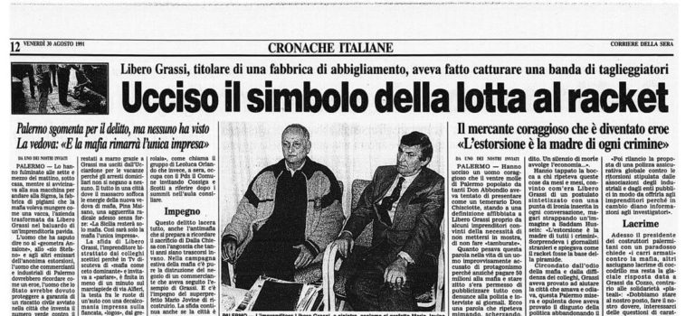 Il sacrificio di Libero Grassi, ancora oggi il suo esempio ci ricorda che non pagare il pizzo è “questione di dignità”