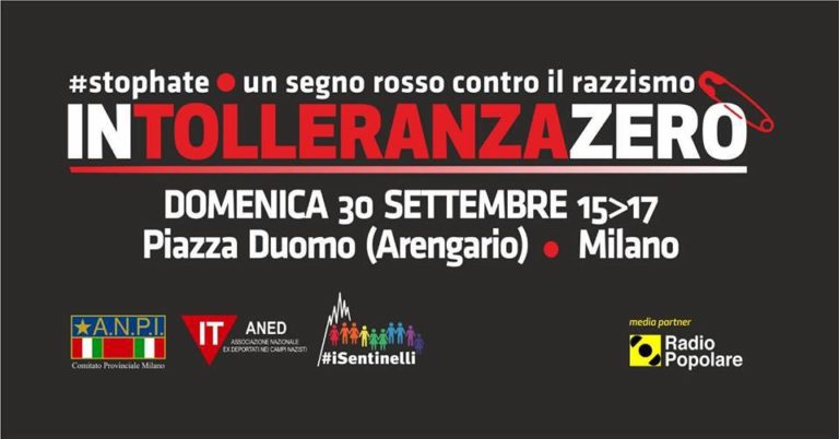 Intolleranza zero, cresce l’adesione alla manifestazione del 30 settembre a Milano