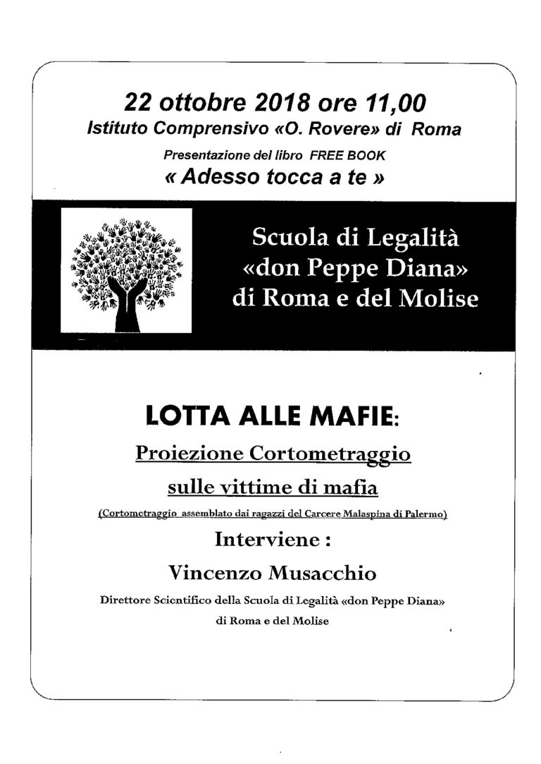 A Rignano Flaminio il 22 ottobre incontro sulla “lotta alle mafie”