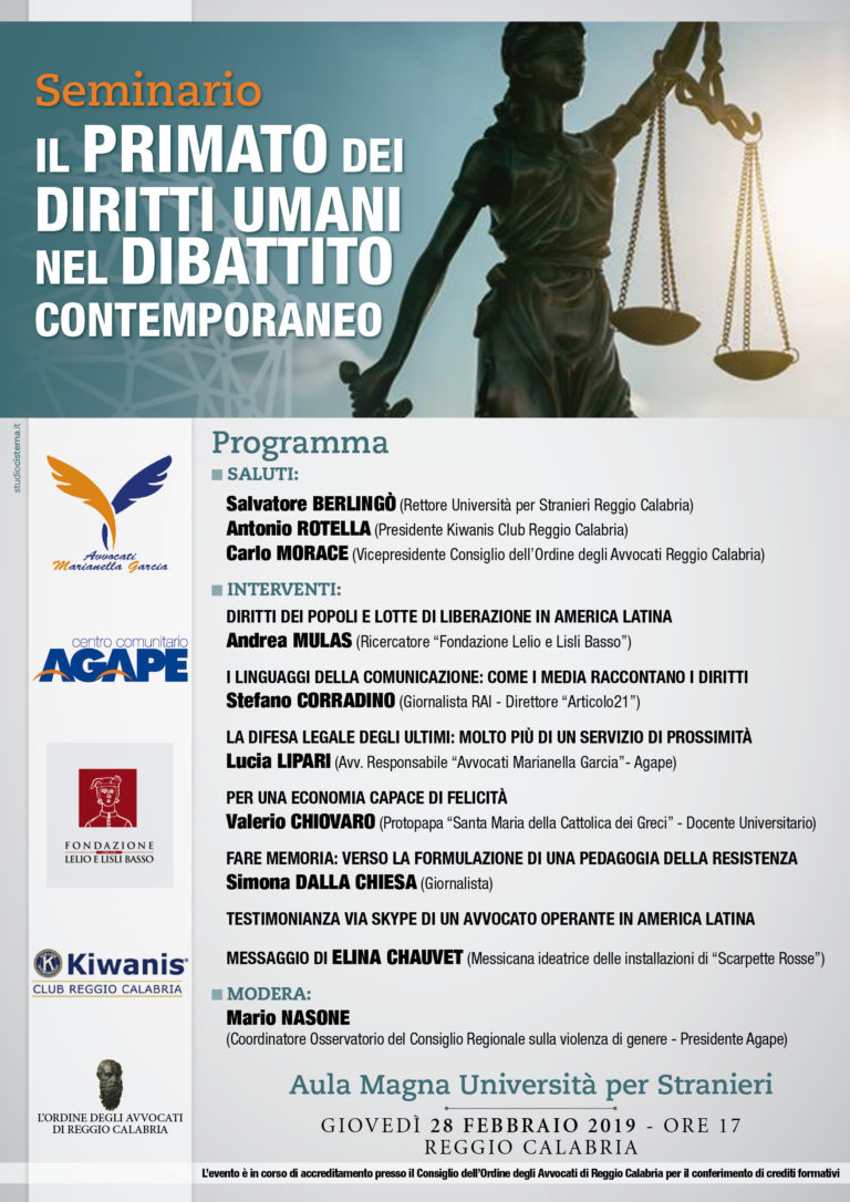 “Il primato dei diritti umani nel mondo”. Reggio Calabria, 28 febbraio