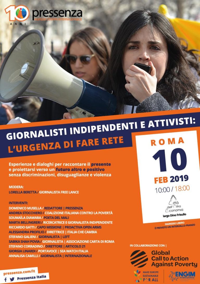 Roma, 10 febbraio: secondo incontro su “Giornalisti indipendenti e attivisti, l’urgenza di fare rete”