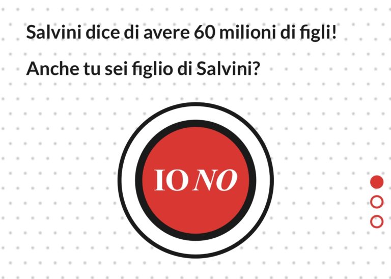 “Io no”, un ‘pulsantone’ per chi non sta con Salvini
