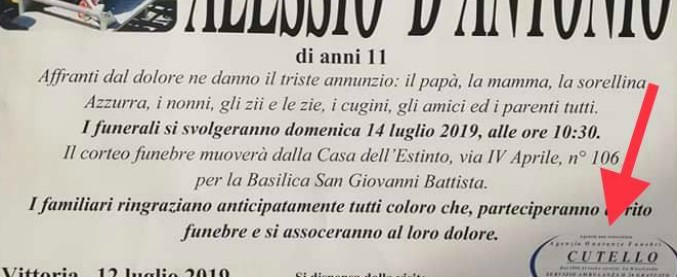 Chiusa per mafia l’agenzia che ha fatto i funerali del piccolo Alessio D’Antonio 