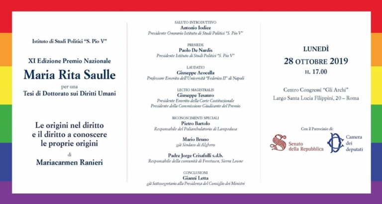 XI Edizione del Premio “Maria Rita Saulle”. Roma, 28 ottobre