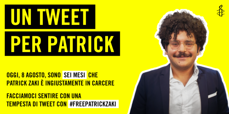 Oggi mobilitazione via Twitter per Patrick Zaki a 6 mesi dall’arresto