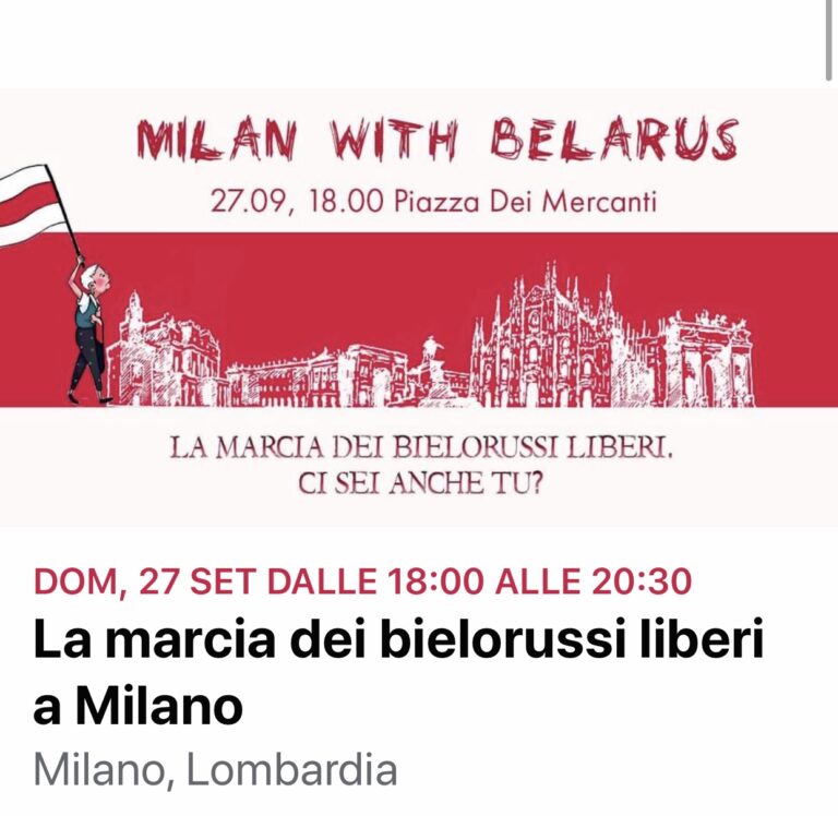 Dall’Italia piena solidarietá al popolo bielorusso
