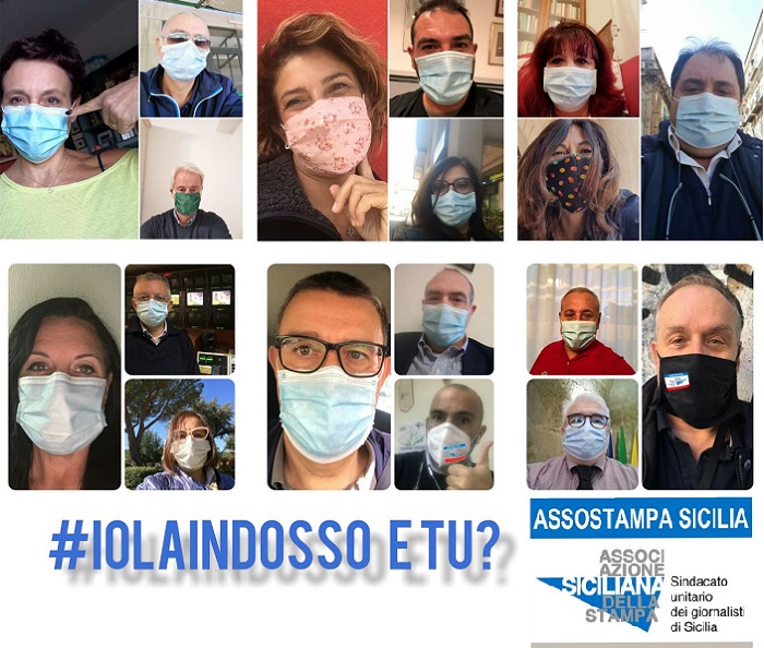 ‘#IoLaIndosso e tu?’, Assostampa Sicilia si mobilita per promuovere l’uso della mascherina