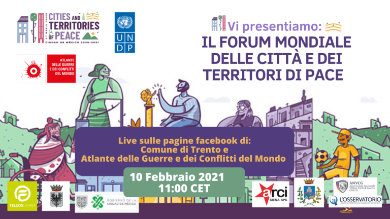 Forum Mondiale delle città e dei territori di pace. 10 febbraio la presentazione