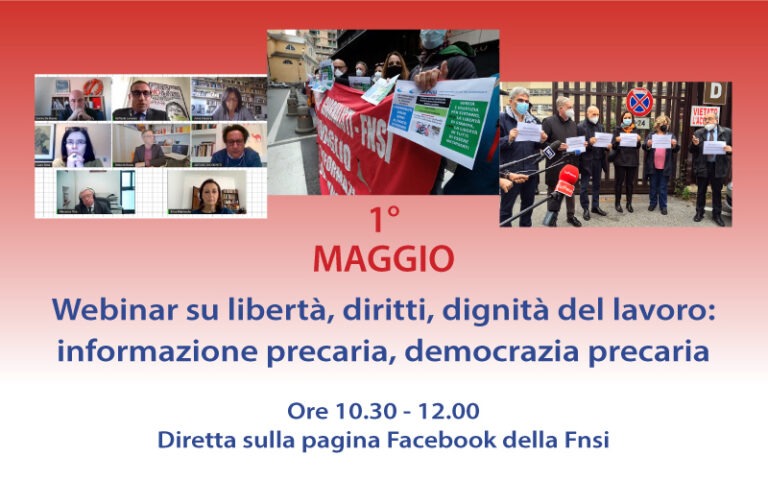 ‘Libertà, diritti, dignità del lavoro’: il 1° maggio evento online della Fnsi
