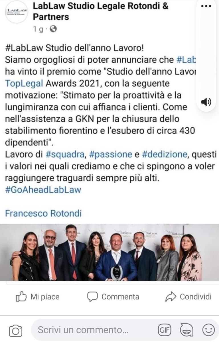 Un Premio per “eccesso di cinismo” allo studio legale che ha seguito la Gkn nell’opera di chiusura dello stabilimento di Firenze