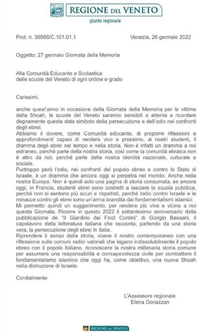 Le Anpi del Veneto e la lettera dell’Alessandra Donazzan alle scuole