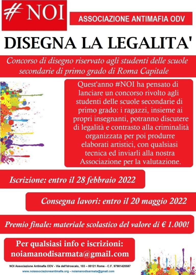 Disegna la legalità, al via il concorso