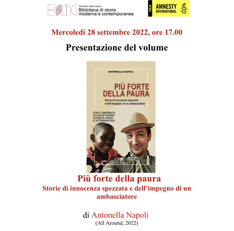 Luca Attanasio e “Più forte della paura”, domani alla Biblioteca di storia moderna e contemporanea