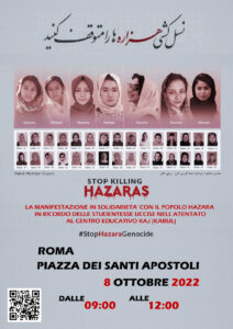 Manifestazione a sostegno degli Hazara in Afghanistan. Sabato 8 ottobre a Roma