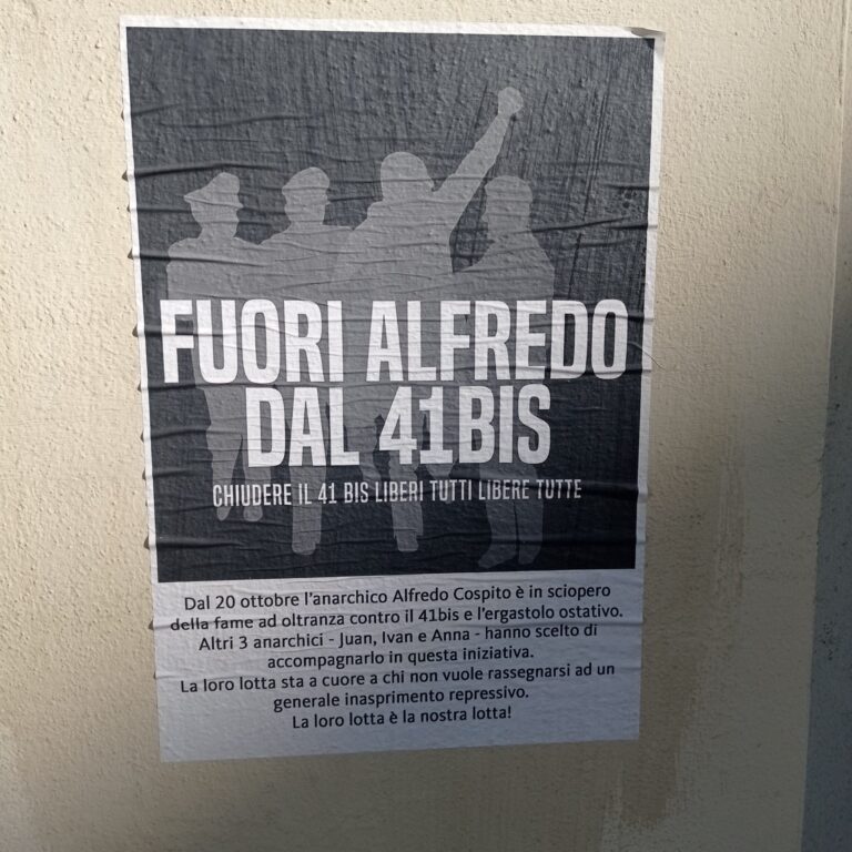 Alfredo Cospito trasferito a Opera, intanto gli anarchici di Torino contestano il 41 bis. E ricordano Pietro Ferrero