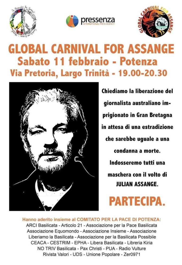 A Potenza, sabato 11 febbraio tutti con la maschera di Julian Assange