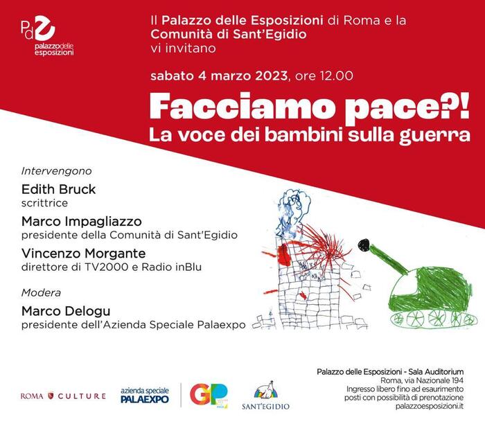 Pace, Sant’Egidio: domani, 4 marzo, alle 12 presentazione della mostra Facciamo pace?! a Palazzo delle Esposizioni