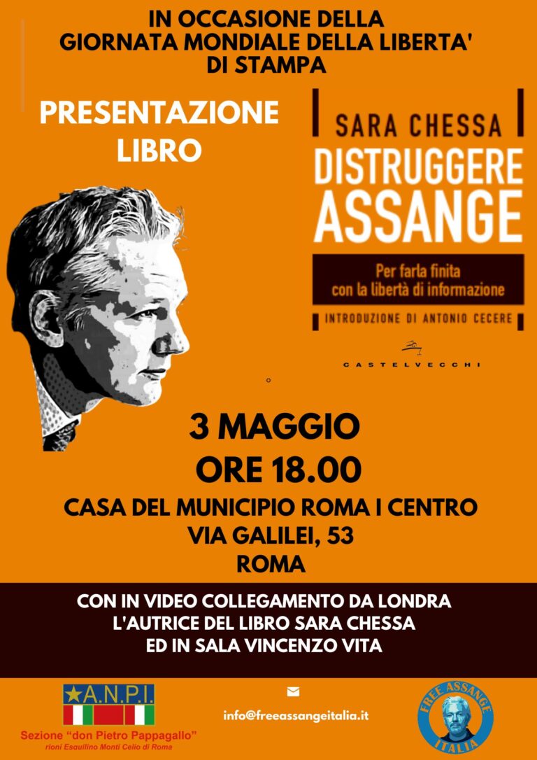 Assange simbolo della Giornata mondiale della libertà di stampa, 3 maggio a Roma