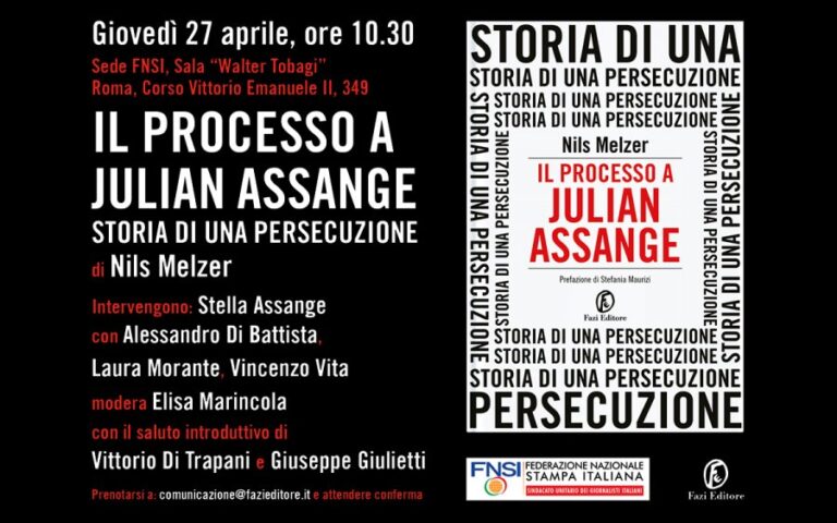‘Il processo a Julian Assange – Storia di una persecuzione’, alla Fnsi la presentazione del libro di Nils Melzer