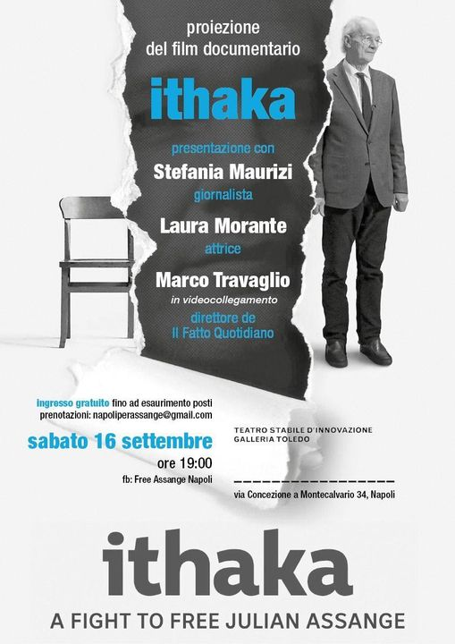 “Ithaka” a Napoli. 13 settembre conferenza stampa per presentare proiezione documentario su Assange