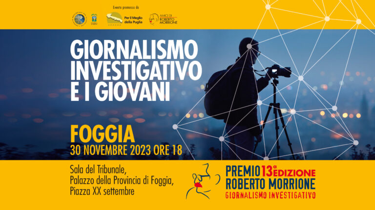 Giornalismo Under 30: il 30 novembre Premio Morrione a Foggia con Domenico Iannacone