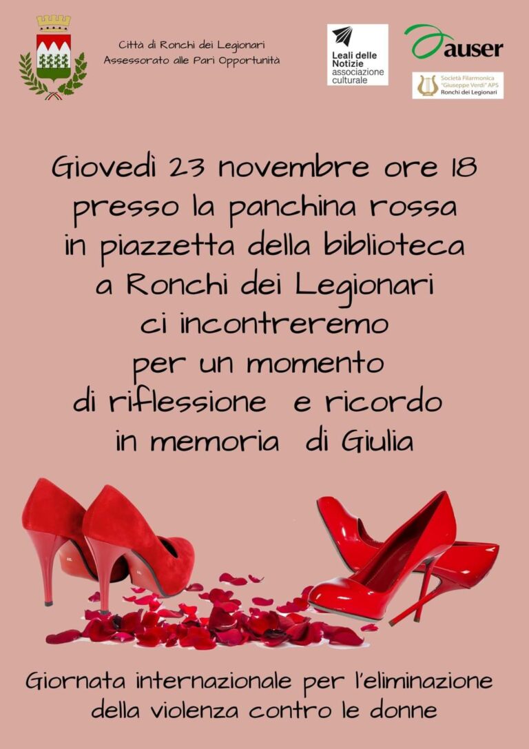 “Per Giulia, mai più vittime”. 23 novembre, iniziativa a Ronchi dei Legionari