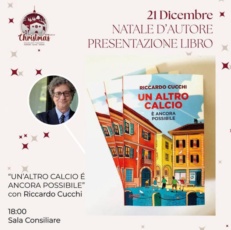 Giovedì 21 dicembre alle ore 18 a Gualdo Tadino (PG) Presentazione del libro di Riccardo Cucchi un Altro Calcio