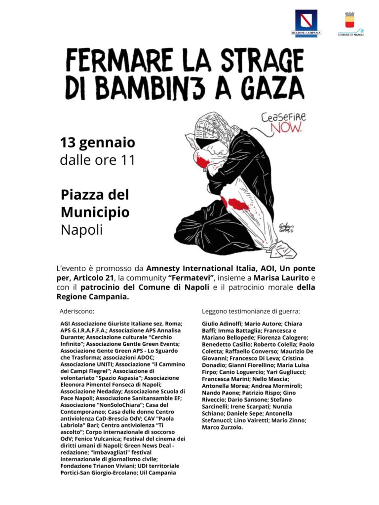 “Cessate il fuoco”. Sabato 13 gennaio presidio a Napoli