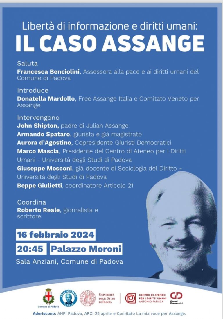 Libertà di informazione e diritti umani: il caso Assange. Dibattito a Padova
