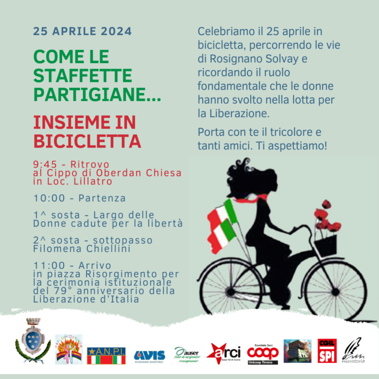 Come le staffette partigiane…insieme in bicicletta. Le iniziative del 25 aprile a Rosignano (LI)