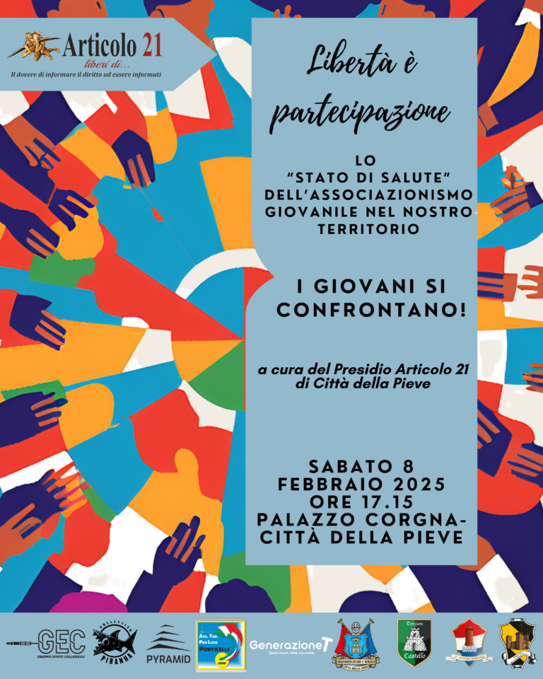 8 febbraio, Città della Pieve: iniziativa Articolo21 su associazionismo giovanile