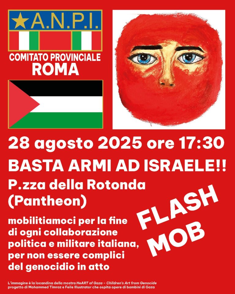 Basta armi ad Israele! L’Anpi di Roma scende in piazza il 28 agosto. L’adesione di Articolo 21