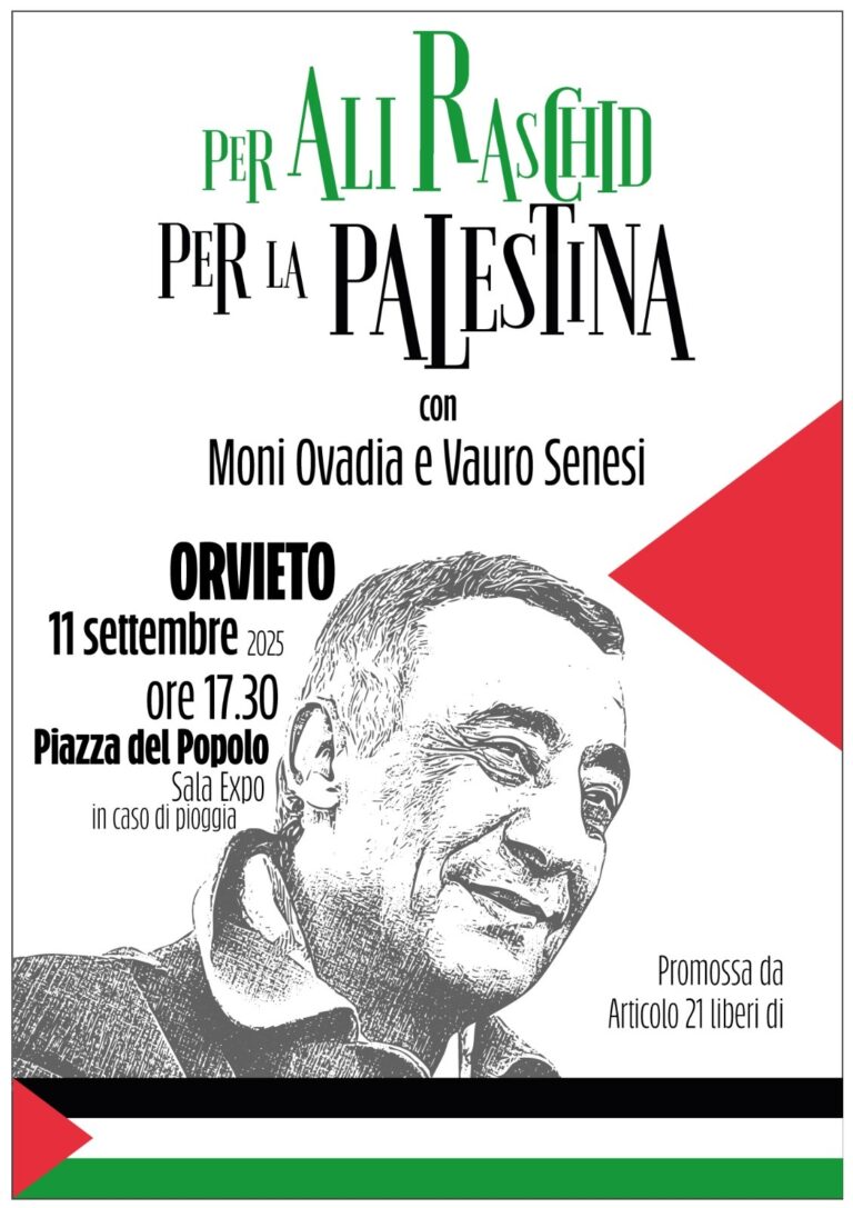 Per Ali Rashid, per la Palestina: un momento di memoria e denuncia a Orvieto