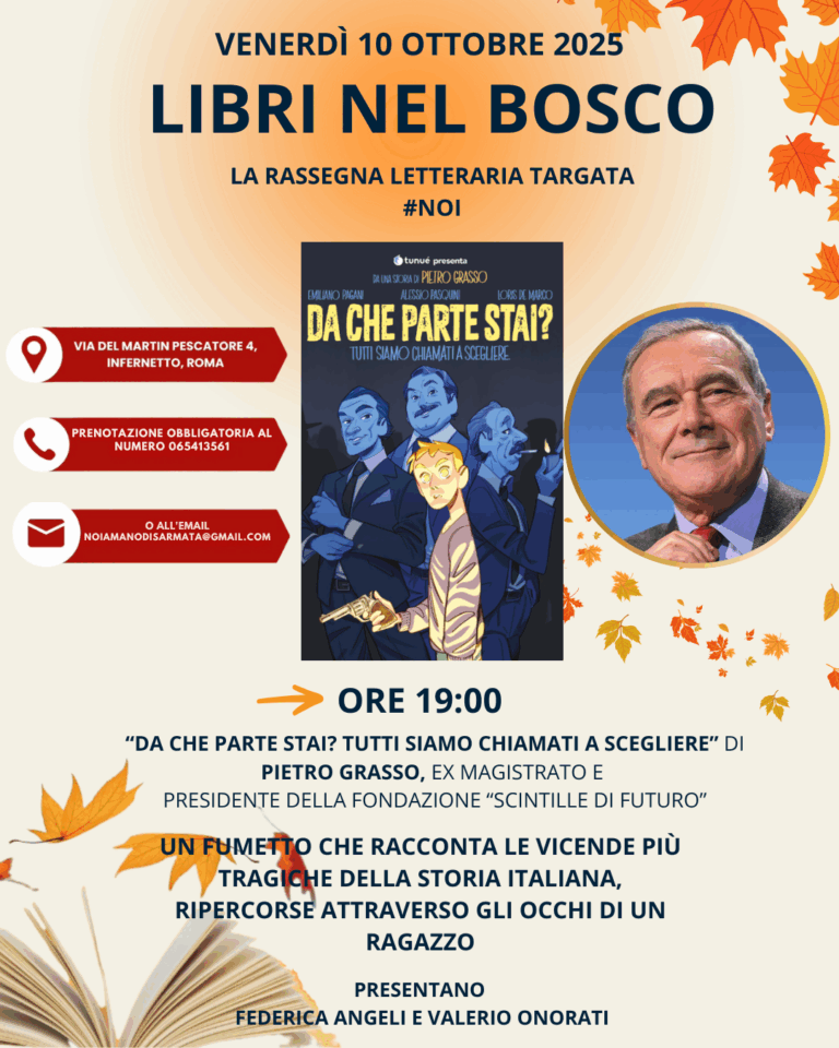 “Libri nel bosco”, Pietro Grasso il 10 ottobre all’Infernetto