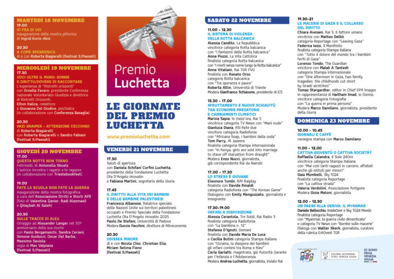 Al via le giornate del Premio Luchetta