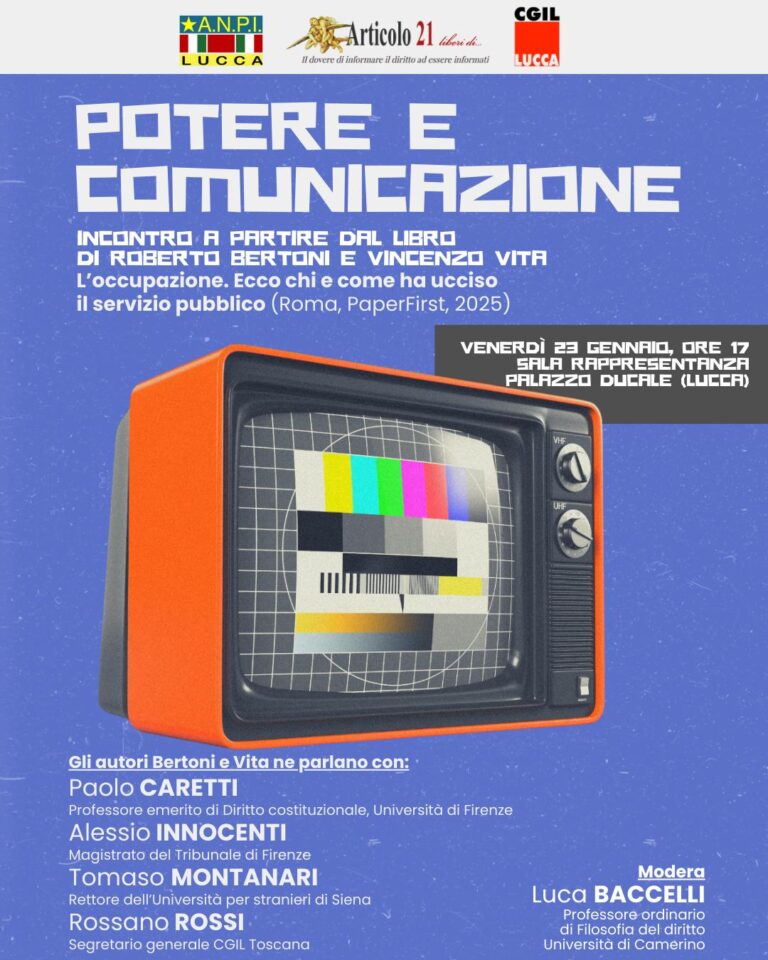 Bertoni e Vita presentano il saggio “L’occupazione”. Lucca, 23 gennaio