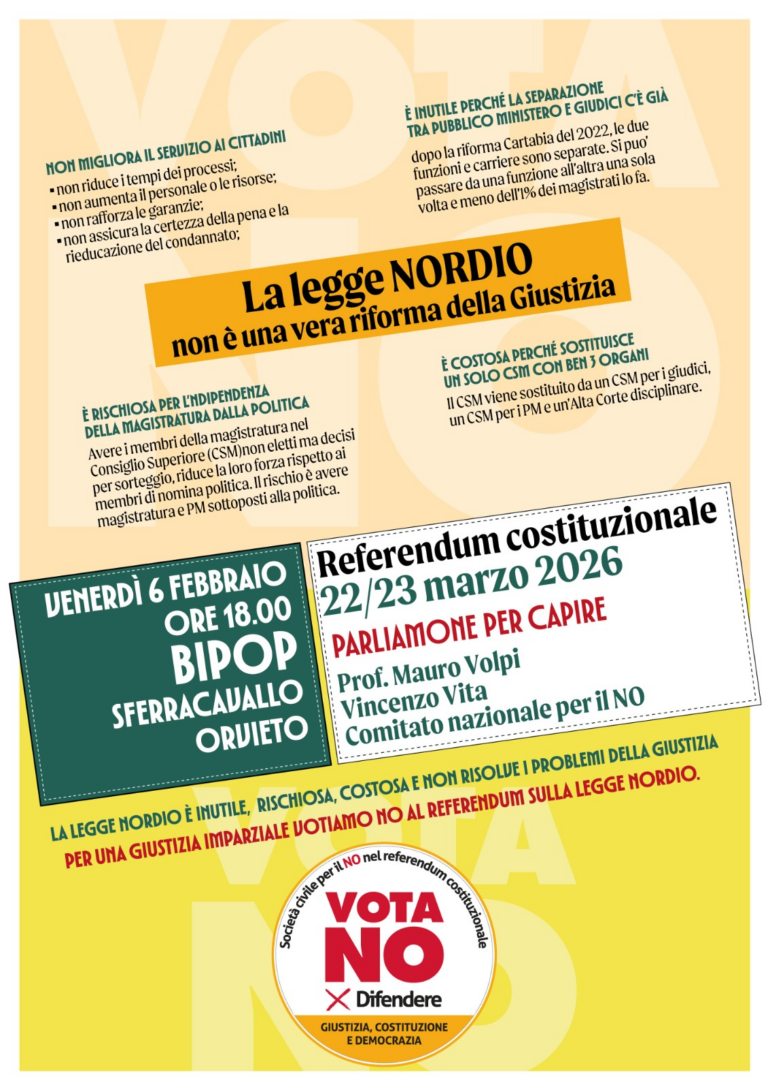 Referendum. A Orvieto costituito il Comitato per il NO
