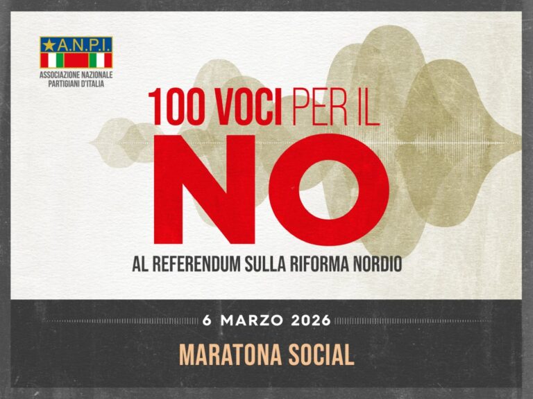 “100 voci per il No”. Maratona radio tv e social promossa dall’Anpi. 6 marzo, Roma