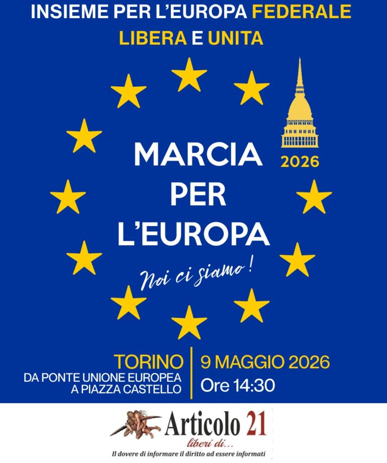 Articolo 21 Piemonte aderisce e promuove questa iniziativa per la Festa dell’Europa