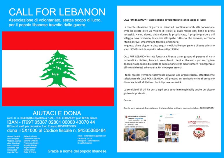 Call for Lebanon: cosa sta accadendo in Libano e perché non possiamo ignorarlo
