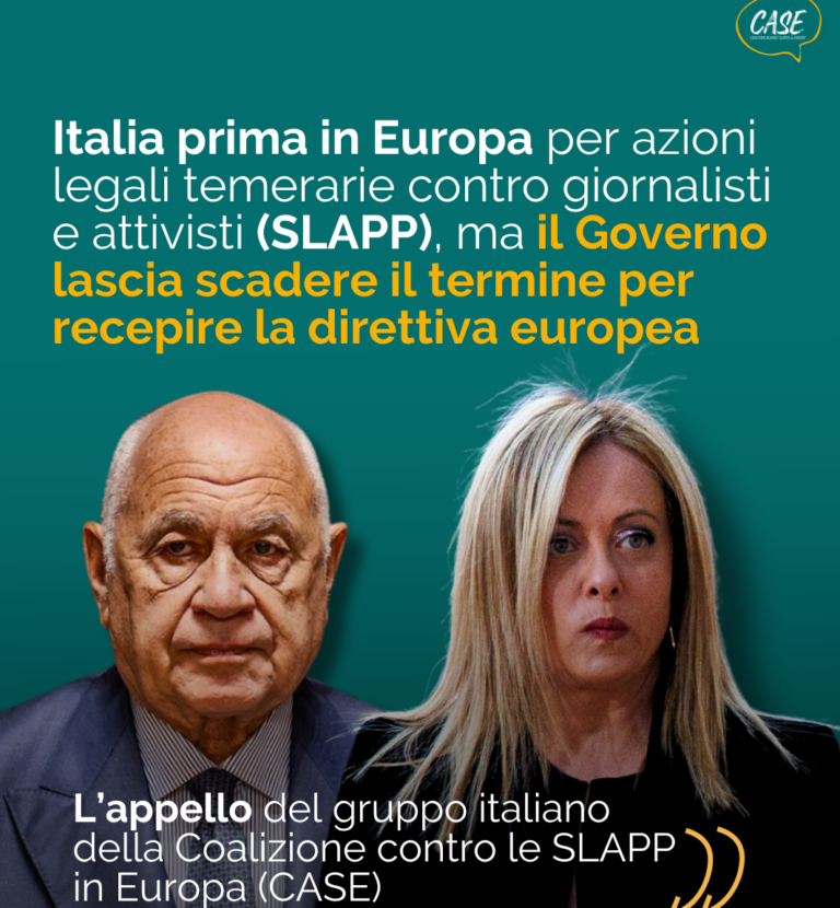 L’Italia non applica la Direttiva anti Slapp, “richiamo” di Case Italia al ministro Nordio e alla Premier